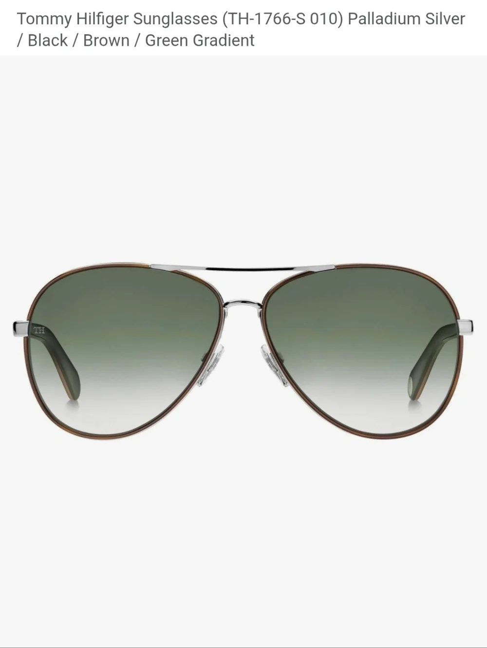 TOMMY HILFIGER 61mm 1766S Aviator Pilot Sunglasses Sil/Grn Made In Italy BNWT